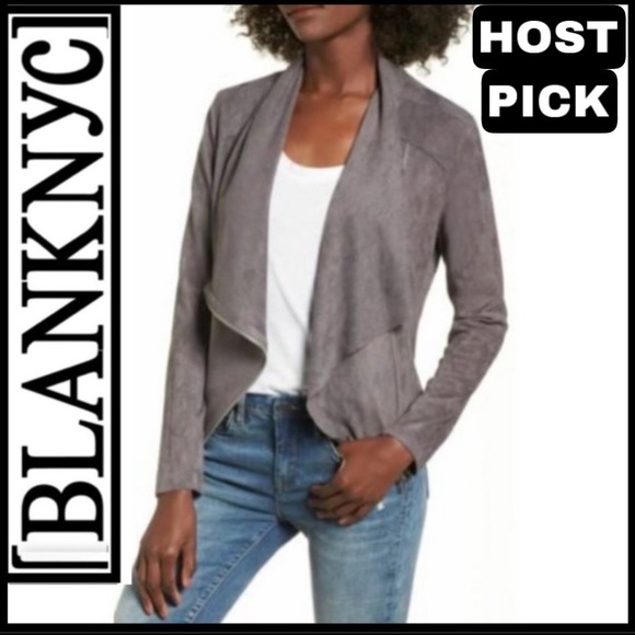 Blank NYC Jackets & Blazers - NWT Blank NYC Vegan Suede Drape Front Jacket XS